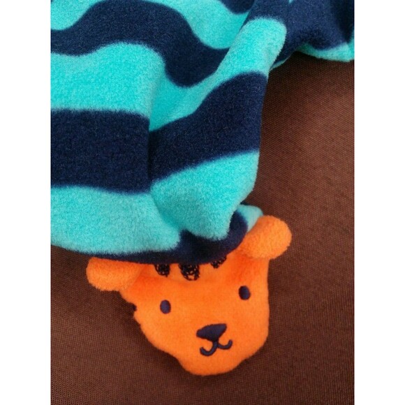 Newborn Baby Infant Tiger Stripes Fleece Footed Romper Pajamas PJ's Carter's - Picture 3 of 4